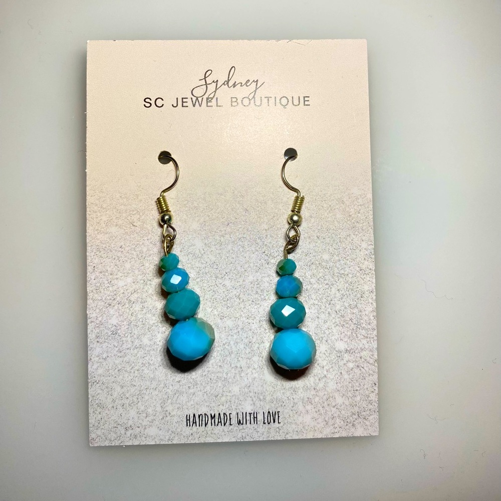 Handmade blue bead earrings